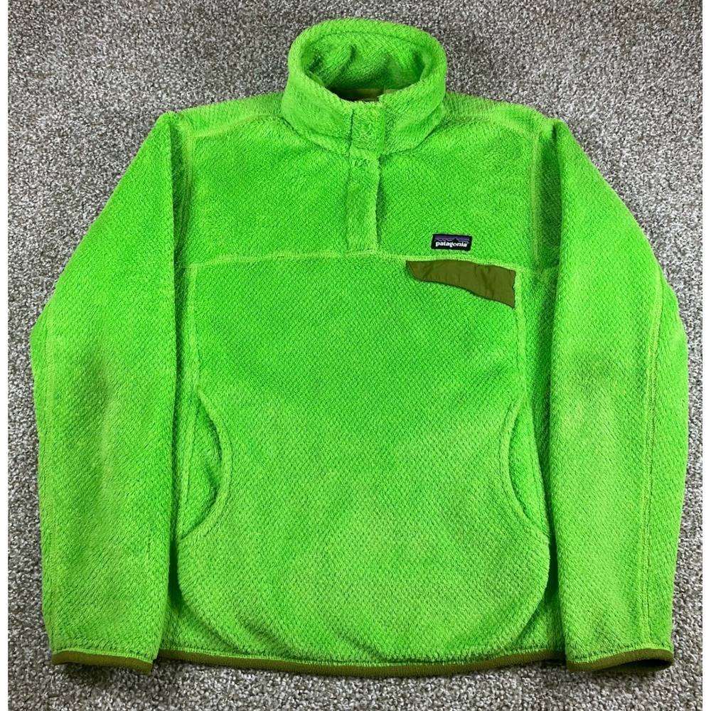 Patagonia Womens Re-Tool Snap-T Pullover Lime Green Polartec Fleece Small 4090